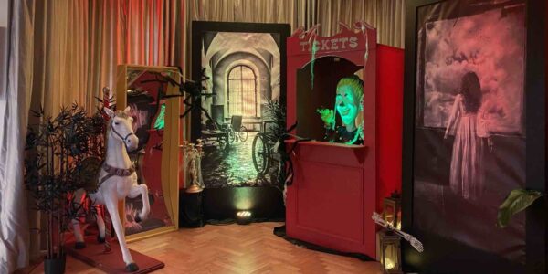 Twisted circus halloween house decoration set up by our events team for a clients London home.