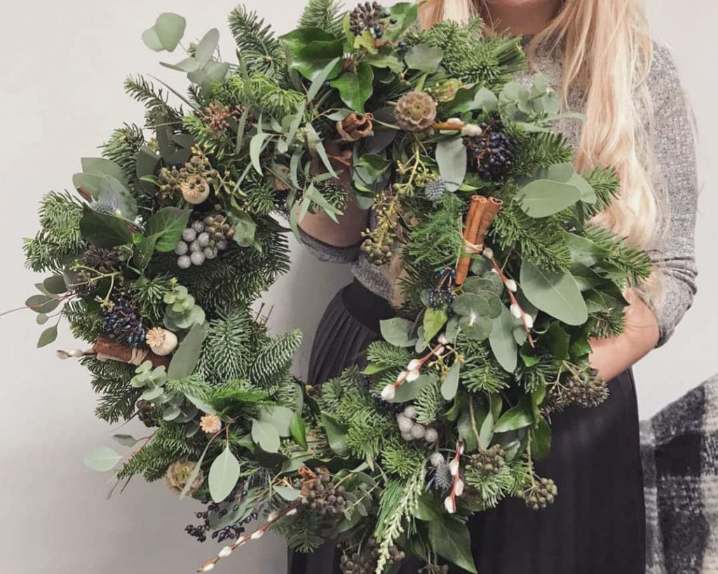 Virtual wreath making workshop finished result