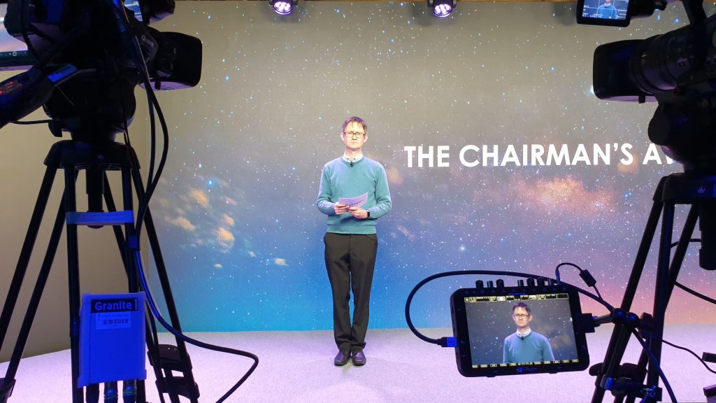 Virtual conference pre-recorded in an LED studio ready to be edited and streamed out to online delegates
