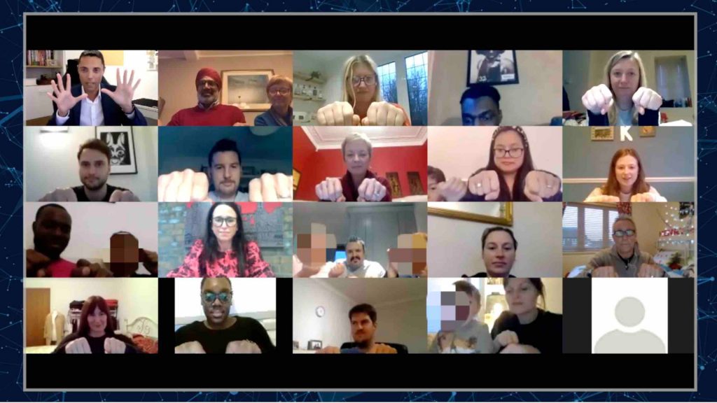 Virtual mentalist performing show over Zoom to virtual team building attendees