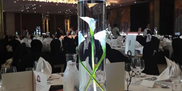 Floating Lilly table centrepiece for gala events.
