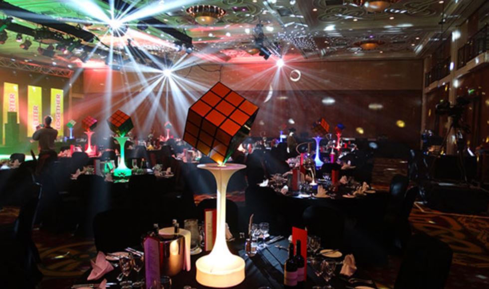 80s-Themed-Rubiks-Cube-Centrepiece