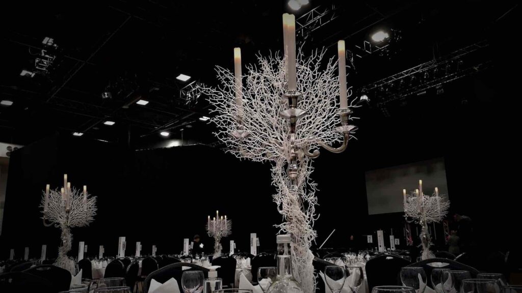 White Natural Candelabra centrepiece
