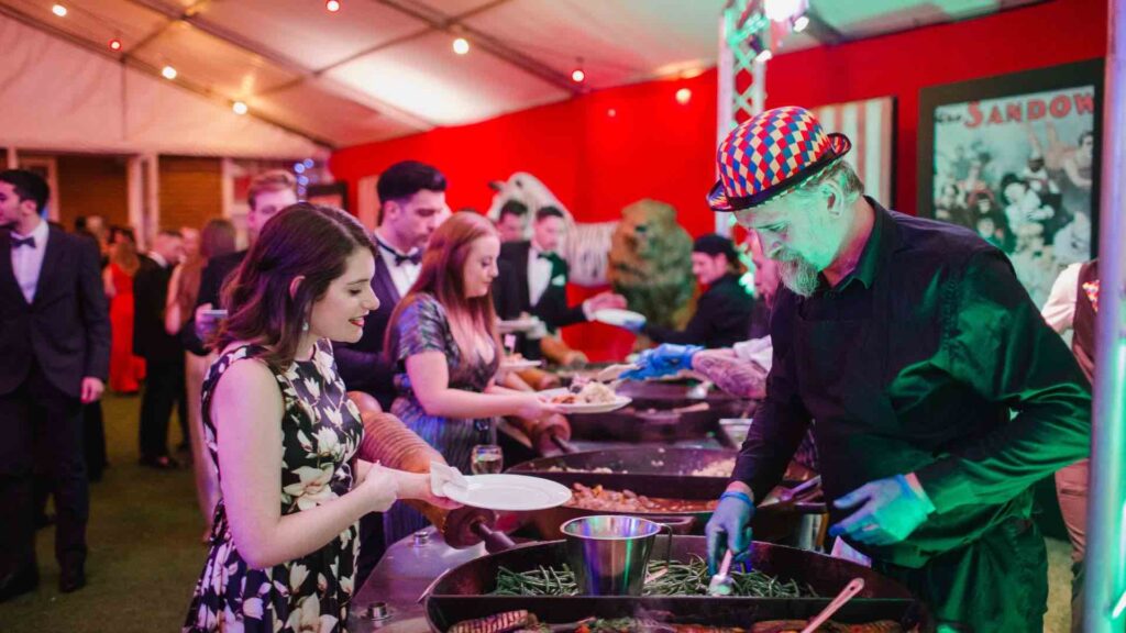 Christmas party catering services in a Circus theme.
