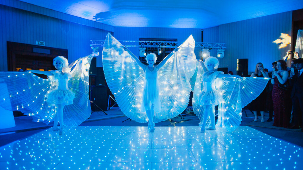 Winged Ballerinas who perform for your Winter Wonderland Events.