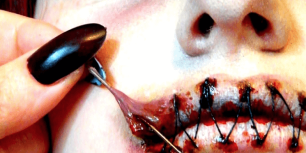 SFX-Halloween-Makeup-Artist-Sewn-Shut-Lips