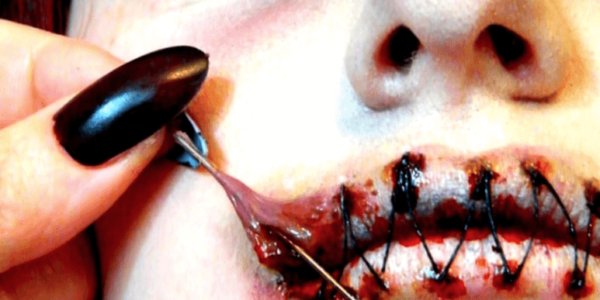 SFX-Halloween-Makeup-Artist-Sewn-Shut-Lips