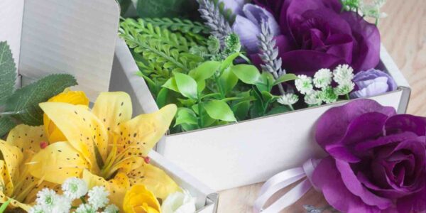 Assortment-Of-Faux-Flowers-Used-In-Virtual-Easter-Craft-Workshop