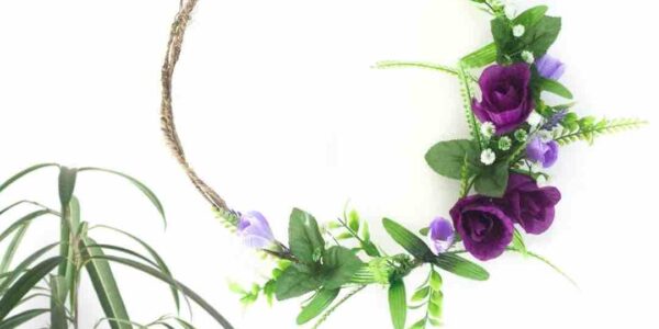 Purple-Flower-Wreath-Made-In-Virtual-Easter-Wreath-Workshop