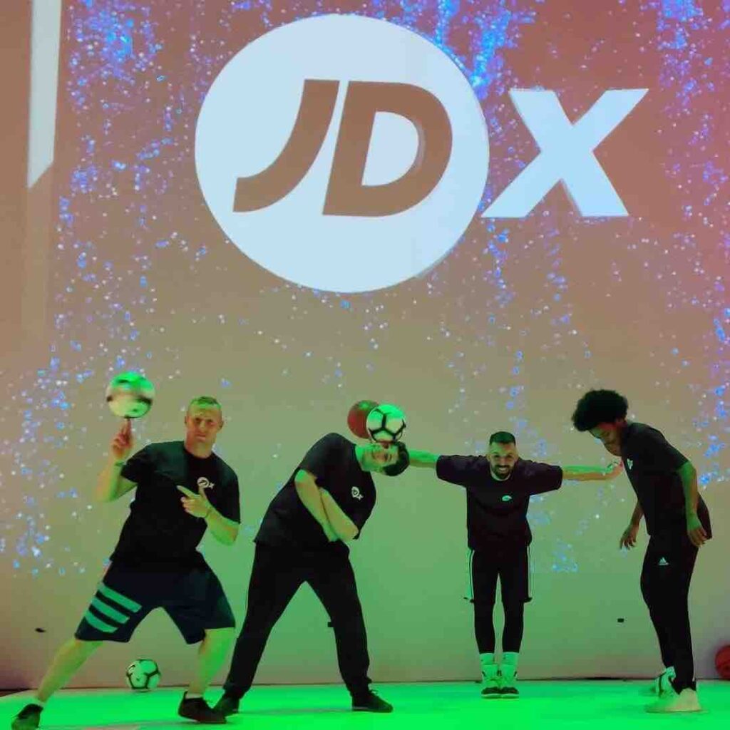 Freestyle football group at JD corporate event