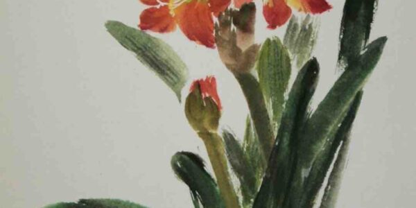 Orange-Flowers-Chinese-Brush-Painting
