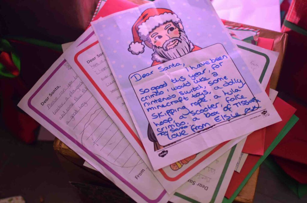 Children's letters for Father Christmas from Santa's grotto experience.