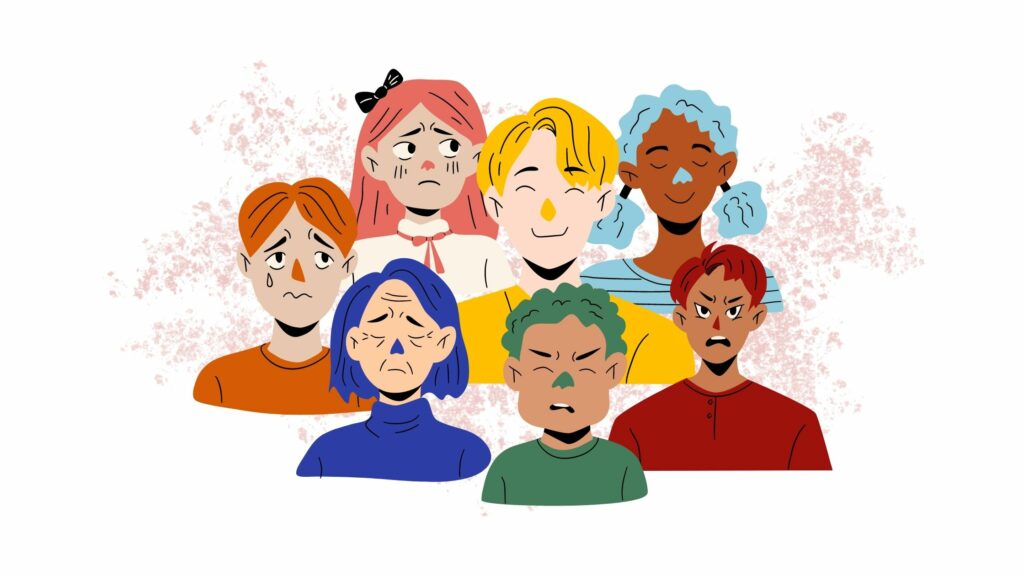 Collage of different emotions staff can go through whilst working from home.