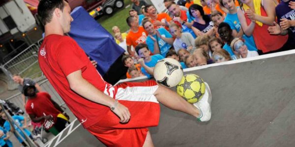 Urban-Football-Freestylers-Performing-At-Event