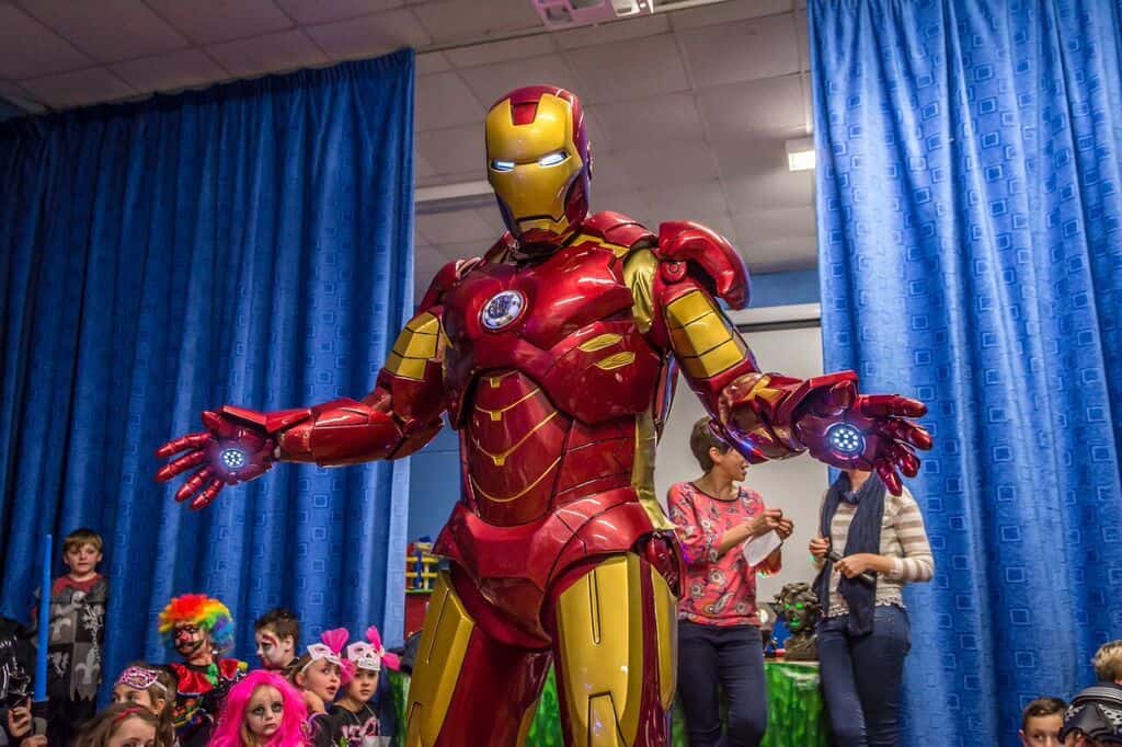 Iron Man Superhero Character performing at a Child's Birthday Party.