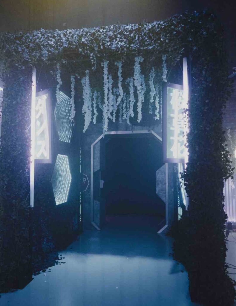 Entrance way into futuristic Tokyo Themed event.