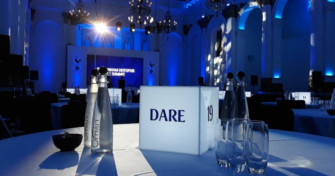 Hire branded cube table centrepieces with custom logo and images for your next corporate event.
