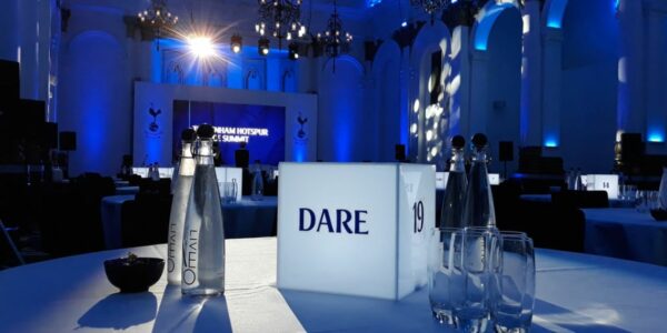 Hire branded cube table centrepieces with custom logo and images for your next corporate event.