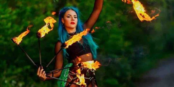 Fire-Fan-Performer-With-Blue-Hair