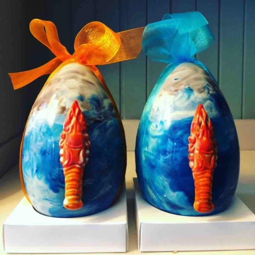 Sea themed easter eggs with lobster design