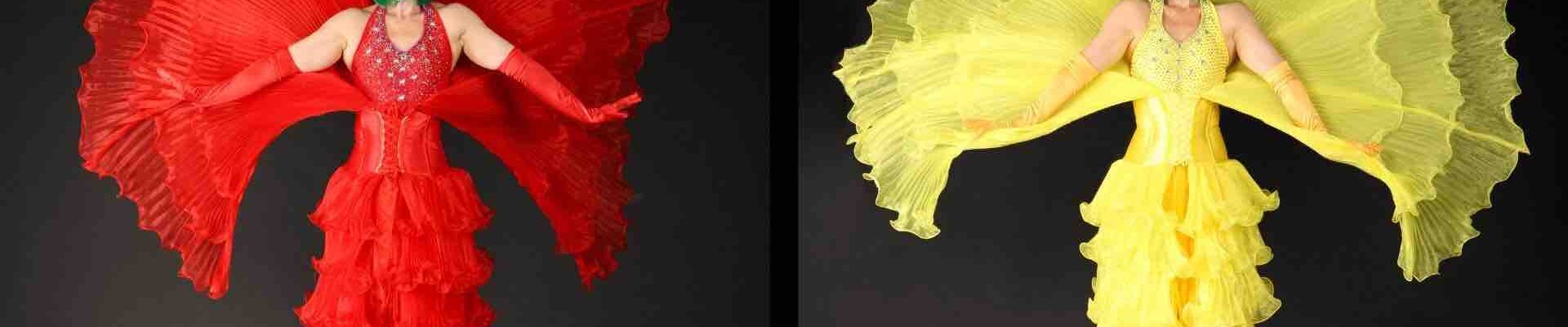 Red-And-Yellow-Flower-Stilt-Walkers Red-And-Yellow-Flower-Stilt-Walkers