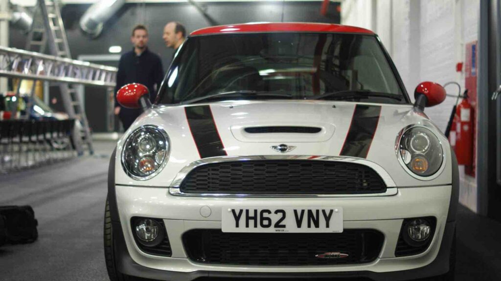 Mini car at a Mini brand activation event.