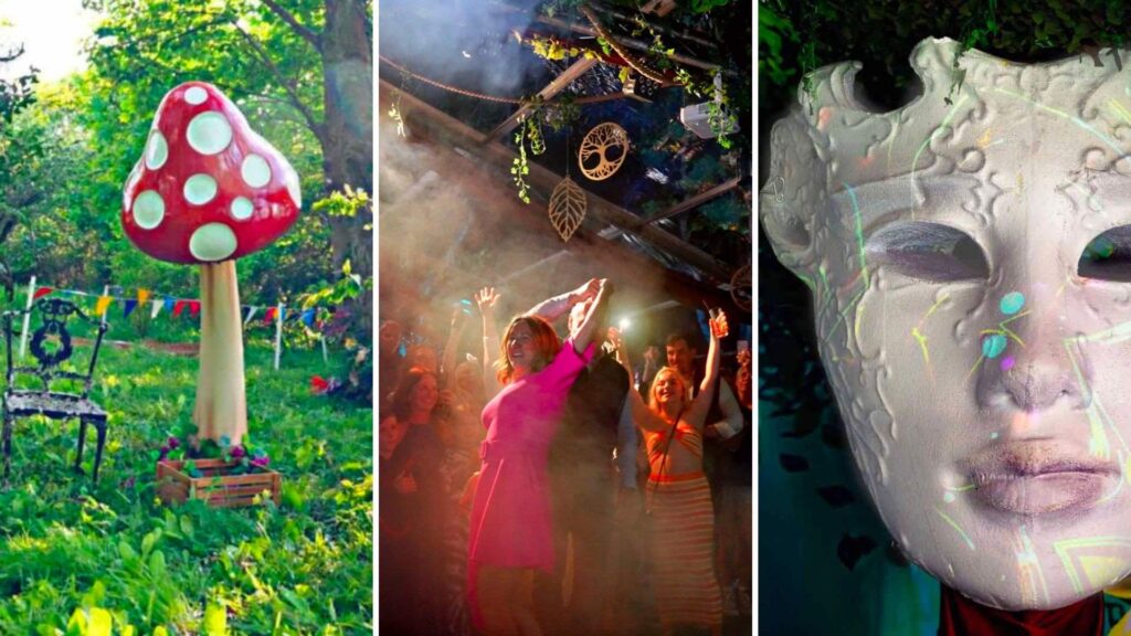 A compilation of enchanted garden theme props and party for a summer themes page