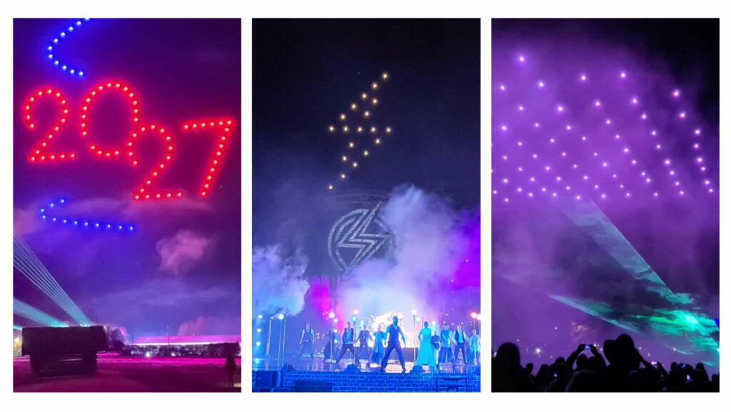 Collage image of drone shows.