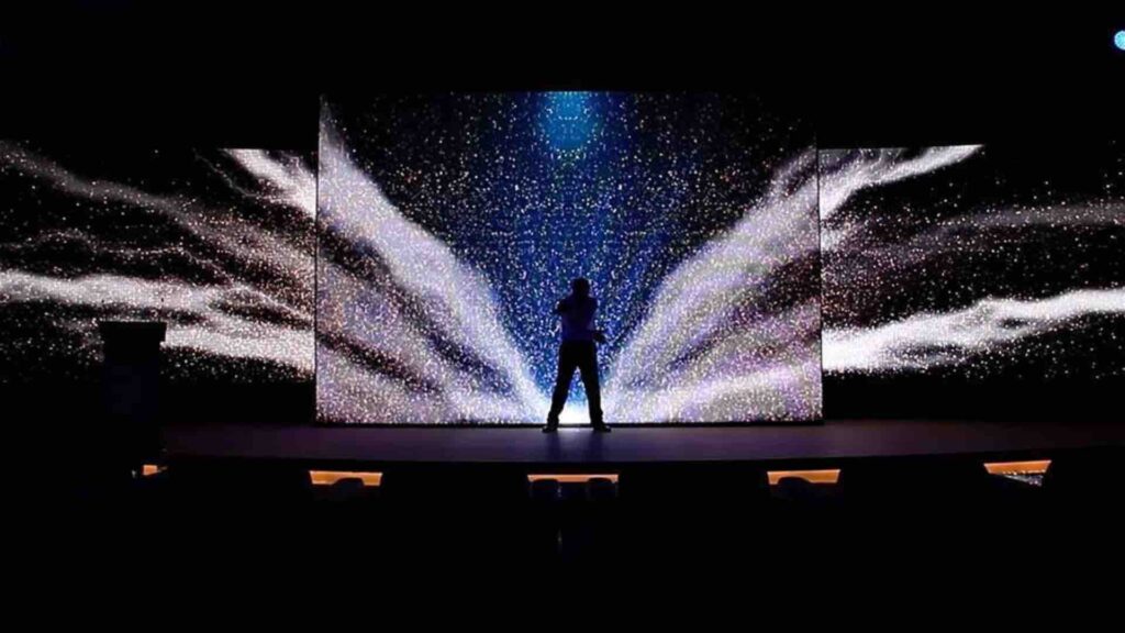 3D mapping show performed on stage at a sales kick off conference event.