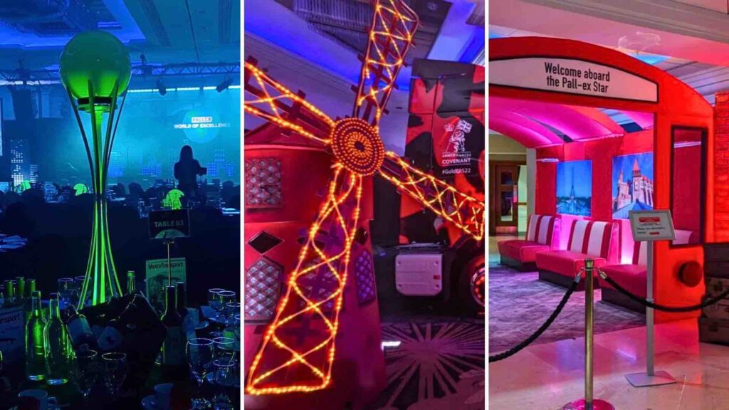 Around the world party theme for events including landmark props.