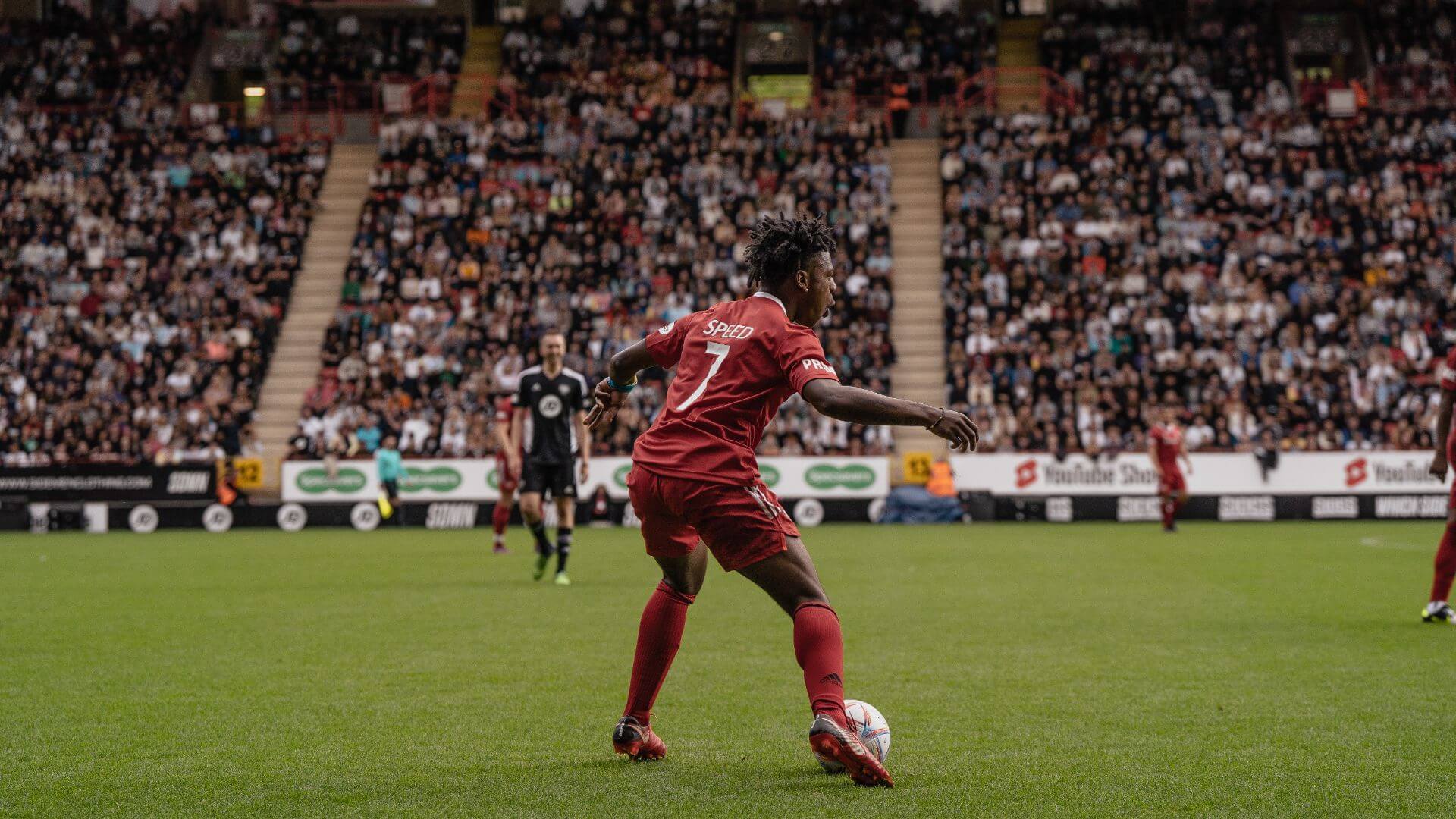 Speed on the ball at the 2022 Sidemen Charity Match.