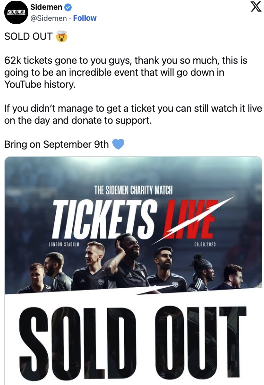 Sold Out Sidemen Tweet
