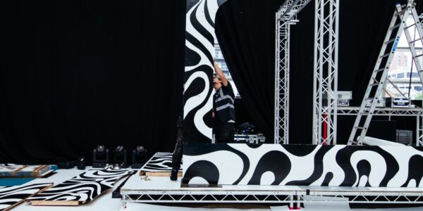 Setting-Up-Stage-Sidemen-Charity-Match-After-Party
