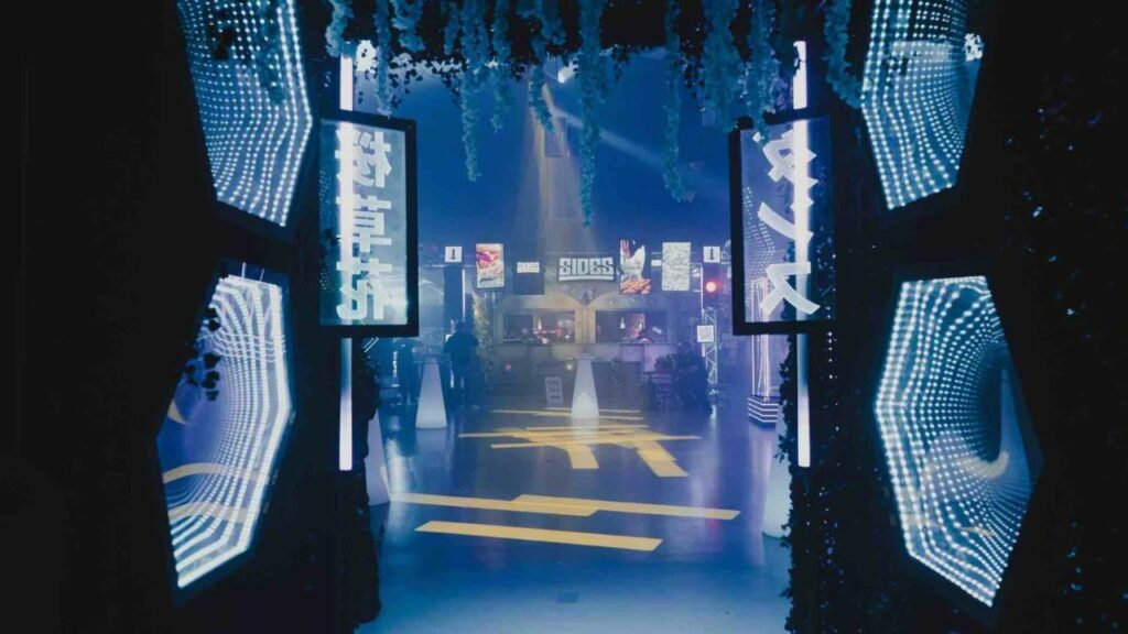 Neon Tokyo Themed XIX Vodka Launch party entrance.