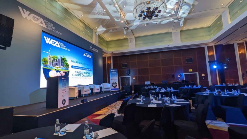 Event set up for World Cement Association Conference in Dubai.