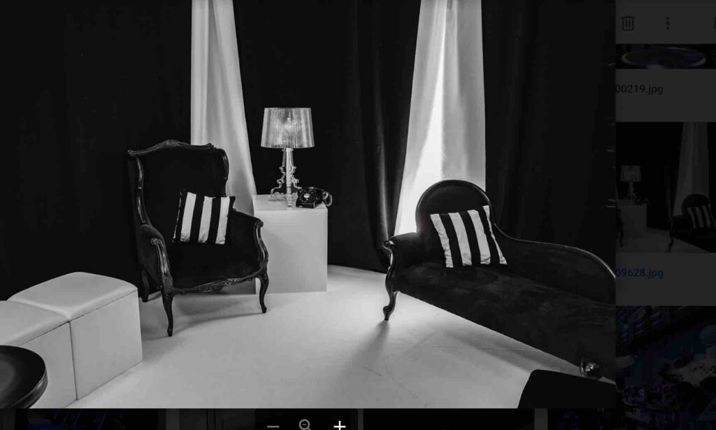 Black chaise lounge and black velvet armchair furniture hired for black dream circus event theming.