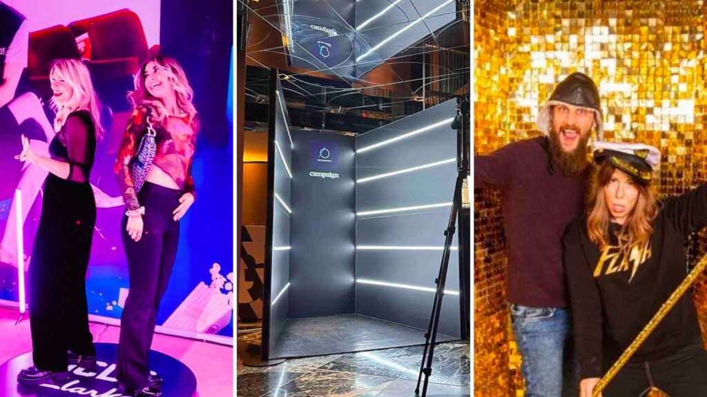 Immersive christmas photo booths for entertainment for your guests featuring bespoke themes.