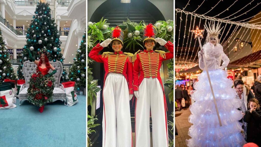 Themed entertainment for public christmas entertainment ideas. Such as ice queens, living flowers and nutcrackers!