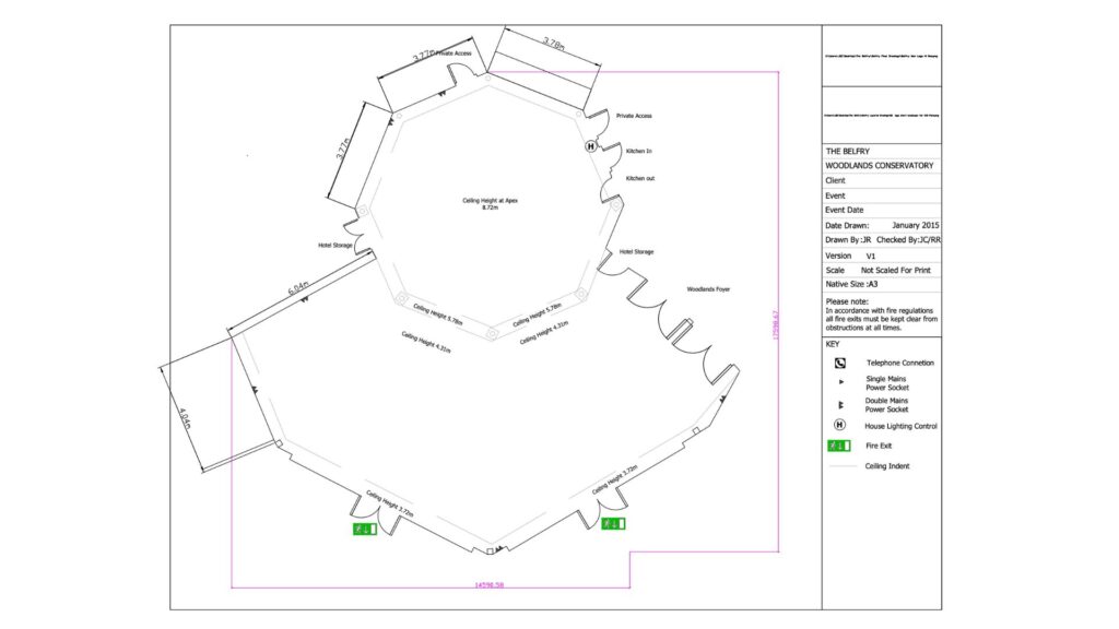 Belfry Hotel and Resort venue 2D floorplan for Bionical Emas corporate festival event.