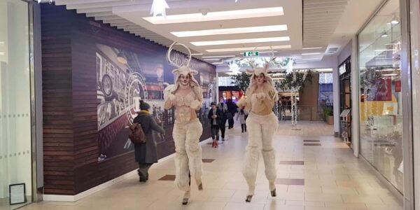 Reindeer-Stilt-Performers-At-Shopping-Centre