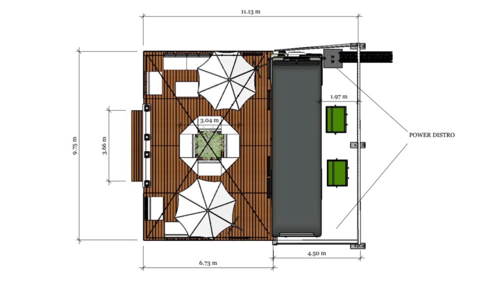 Riot Rehab Festival Bus 2D floor plan CAD showing layout.