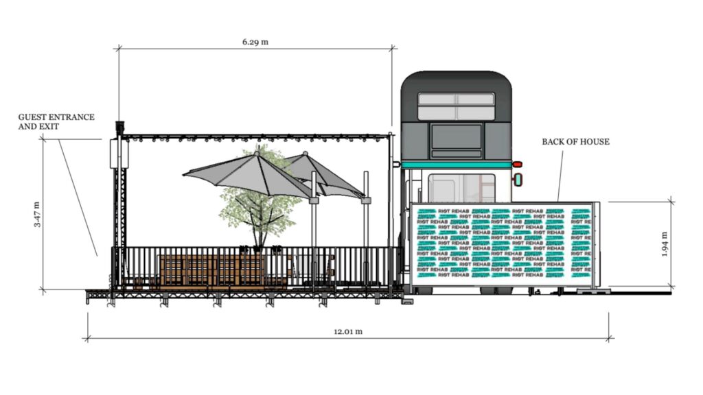 Riot Rehab Festival Bus side face 2D CAD.
