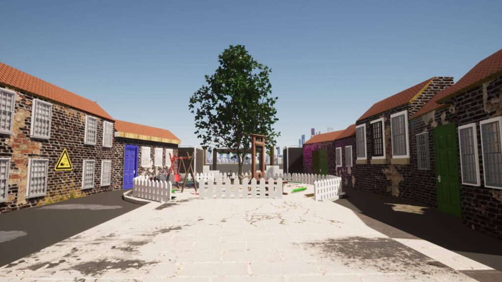 Southport trick or treat street event design render in daylight conditions.