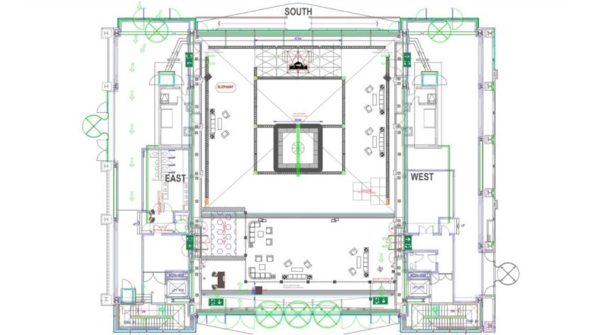 Event Floor Plan CAD For Sidemen After Party 2022 at East Wintergarden Venue, Canary Wharf, London.