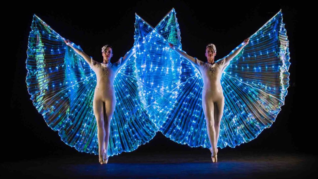 Themed ballerinas wearing LED costumes