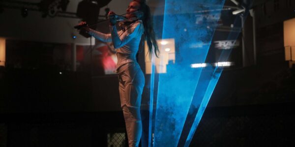 Violinist-Performs-On-Laser-Podium