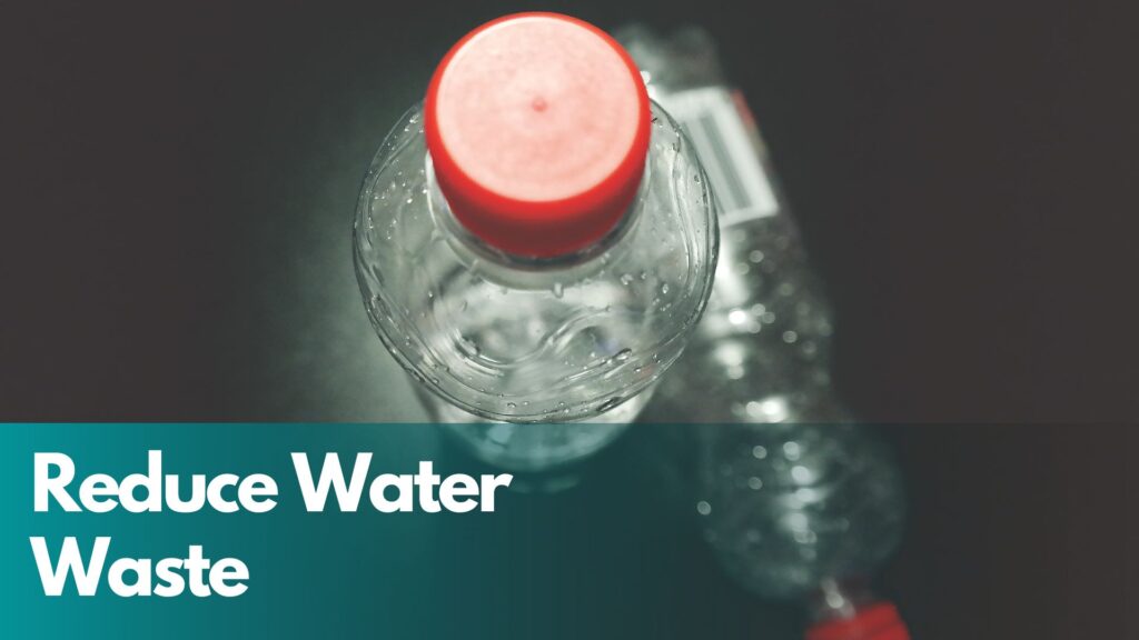 2 plastic water bottles with red lids.