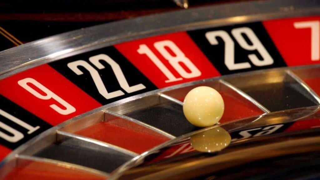 Casino roulette table.