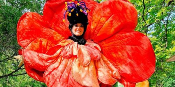 Orange-Blooming-Flower-Stilt-Walker