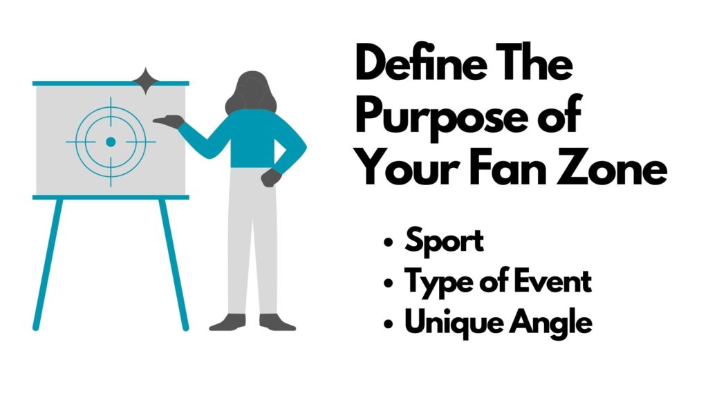 Infographic showing what to consider when defining the purpose of your fan zone.